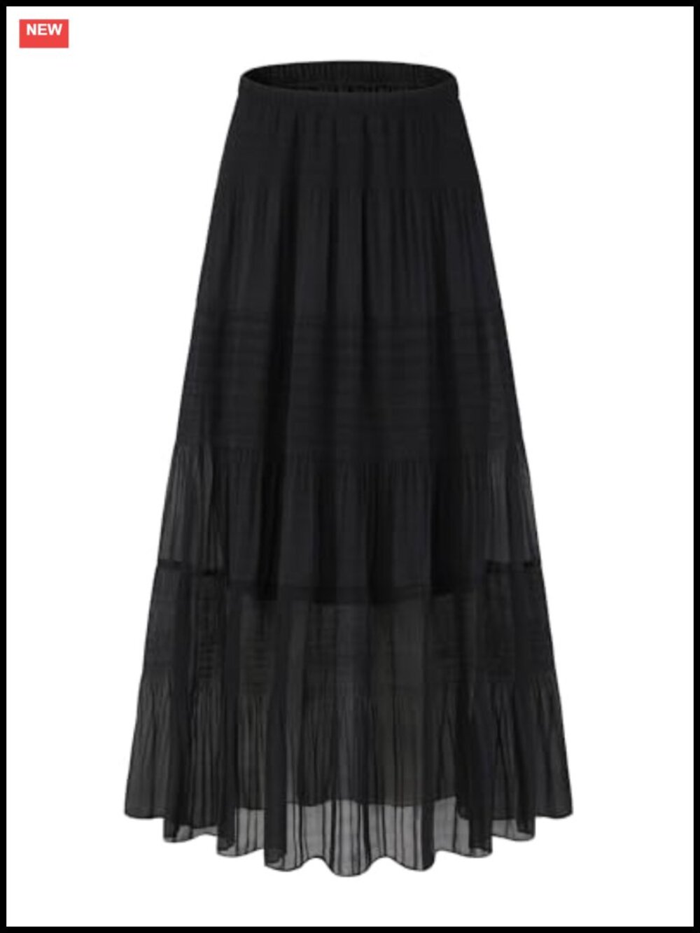 Women's Pleated Chiffon A-Line High Waist Maxi Skirt